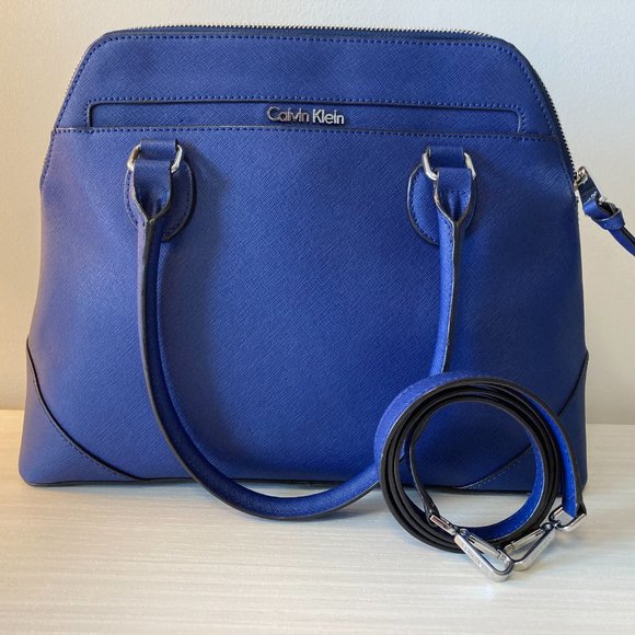 Calvin Klein - Navy Blue Satchel Purse with Strap - Picture 9 of 11
